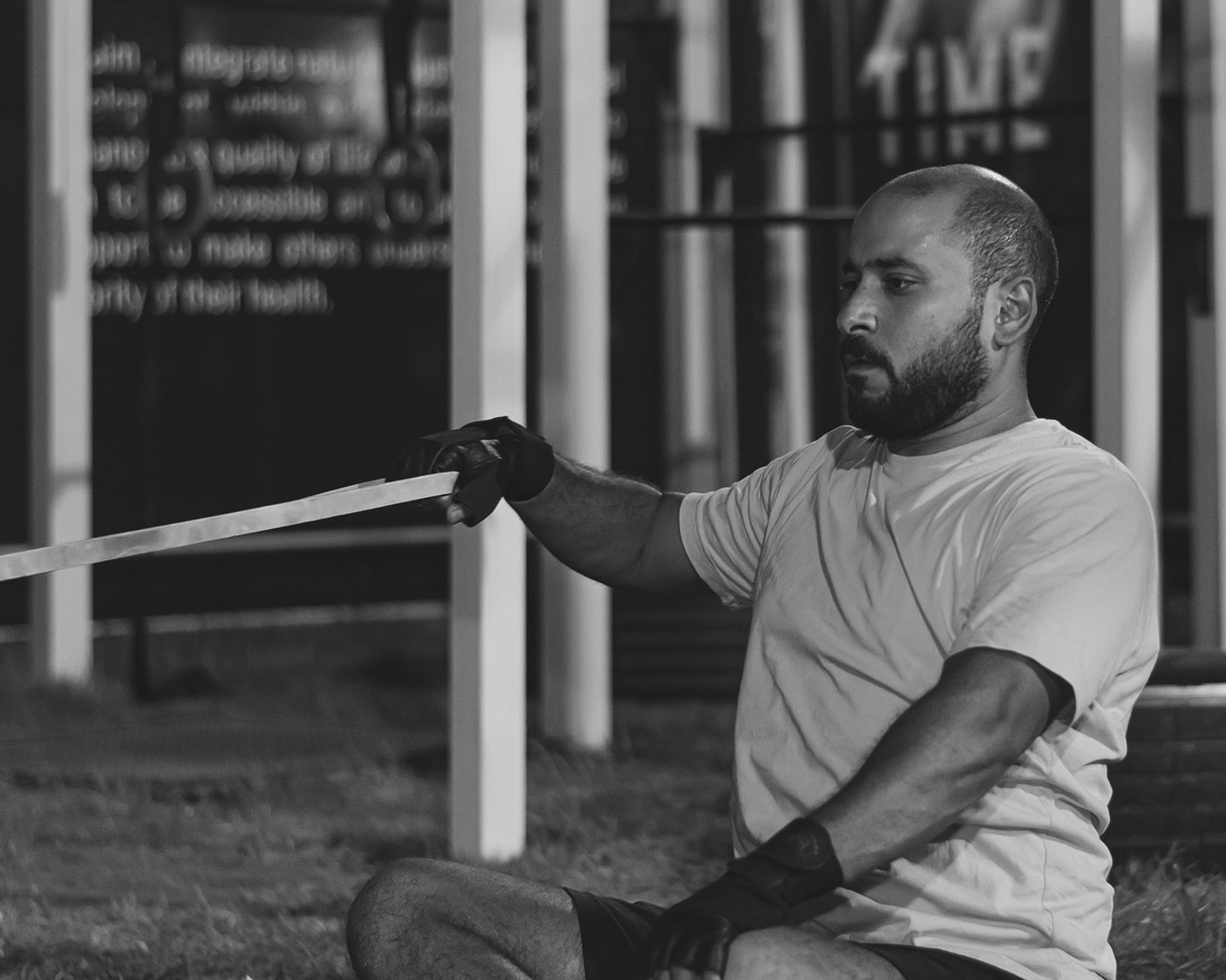 Athlete working with a resistance band